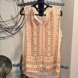 Madison Sleeveless Blouse - Orange and Cream
